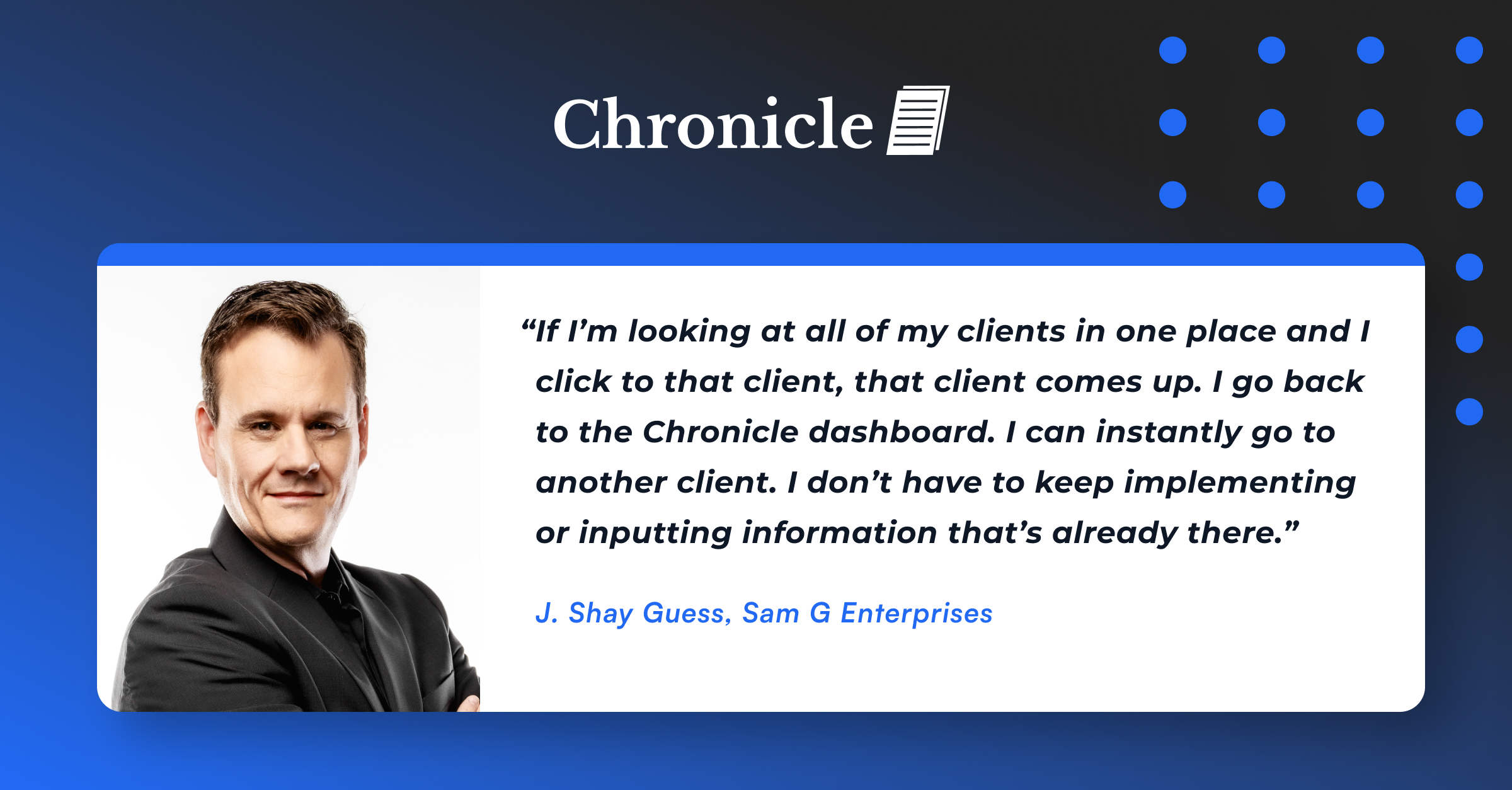 SAM G Enterprises testimonial
